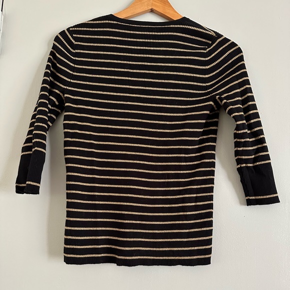 Vintage Ralph Lauren metallic gold and black sweater with 3/4 sleeves V neck - Picture 3 of 6